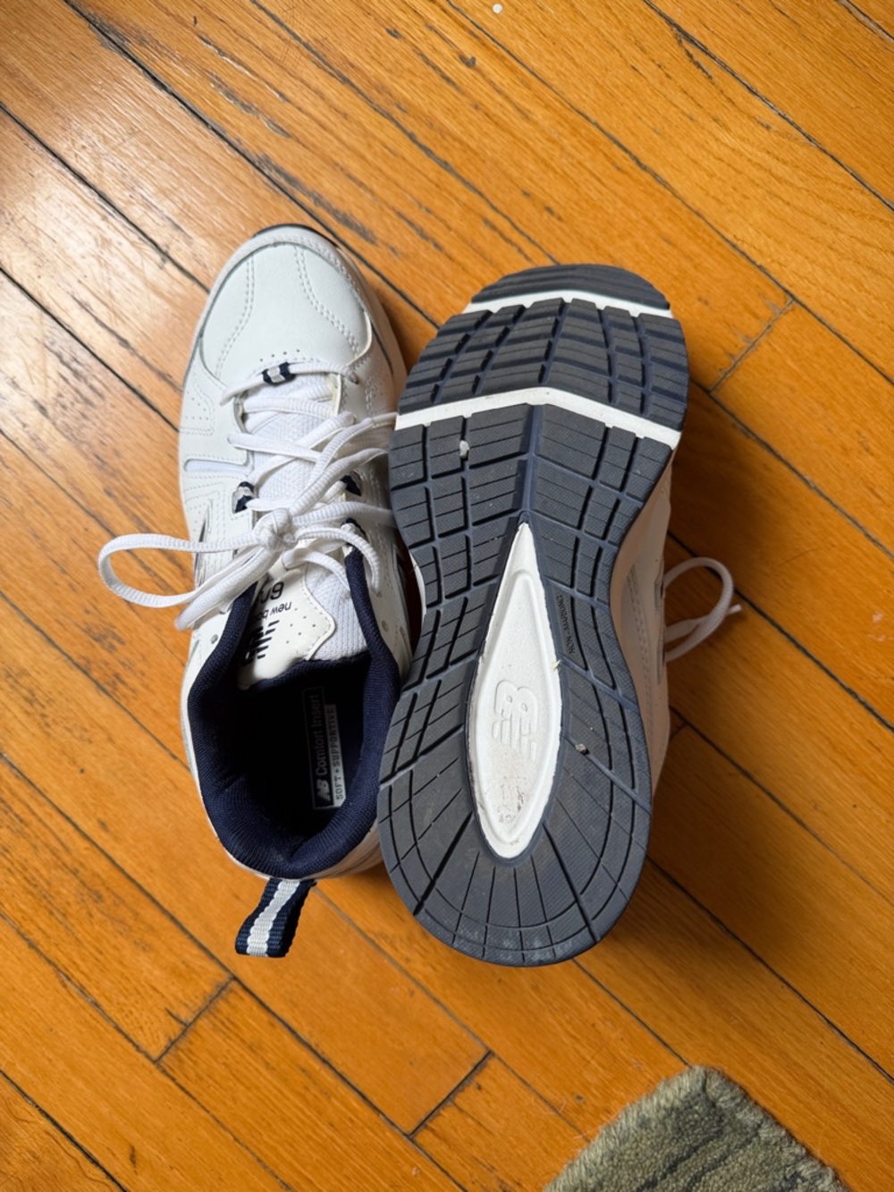 New Balance 608 White and Navy Athletic Sneakers - Picture 4 of 4
